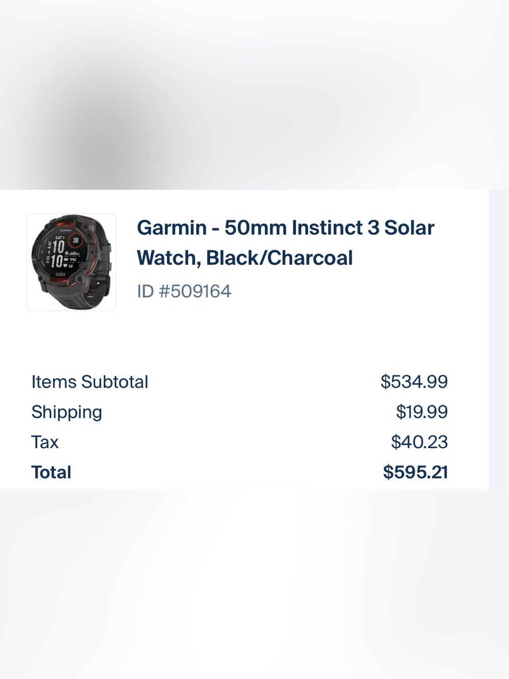 garmin Instinct 3 Solar 50mm Smartwatch - Black with Red Accents